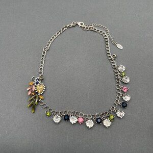 Ann Taylor Loft Drop Charm Necklace Women Silver Tone Signed Lobster Closure